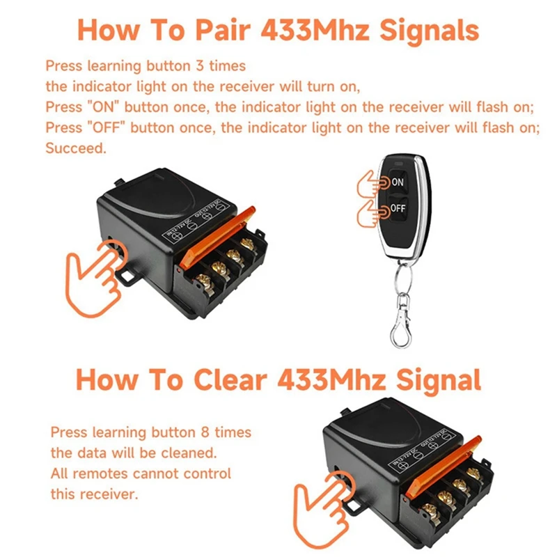 Retail Wireless Remote Control Switch 433Mhz DC8-80V 30A RF Relay Receiver For Motorcycles Appliances Pumps Lrrigation