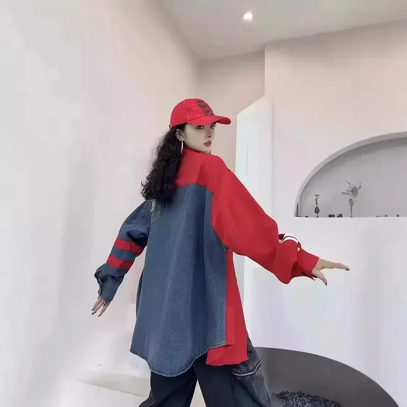 

Woman New Korean Version Design Sense Color Letters Polo Collar Simple Atmosphere Shirt Blouse Women Spring and Autumn Tops FGGD