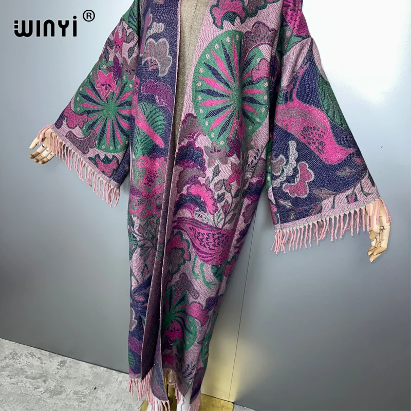 WINYI inverno autunno passerella cappotto per le donne moda stampa nappa lusso lungo soprabito spesso caldo lungo piumino giacca moda