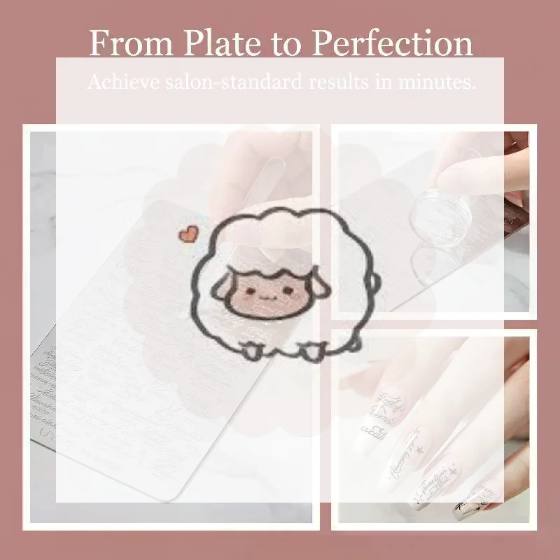English Alphabet Nail Art Stamping Plates Easy to Use Stainless Steel Manicure Stamper for DIY Nail Design Beginners