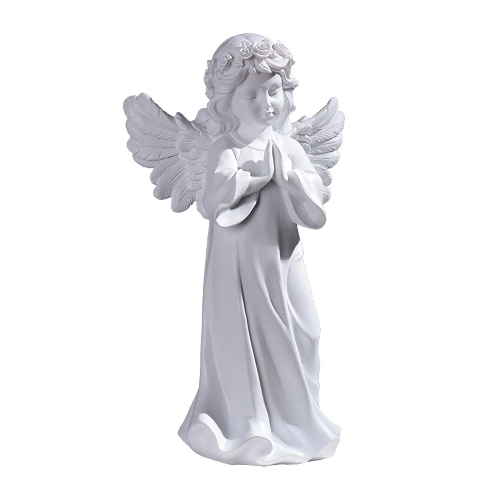 

Retro Angel Figurine Resin Statue White Vintage Home Decor Carved Baby Desktop Adornment Non Fading Eco Friendly Long Lasting