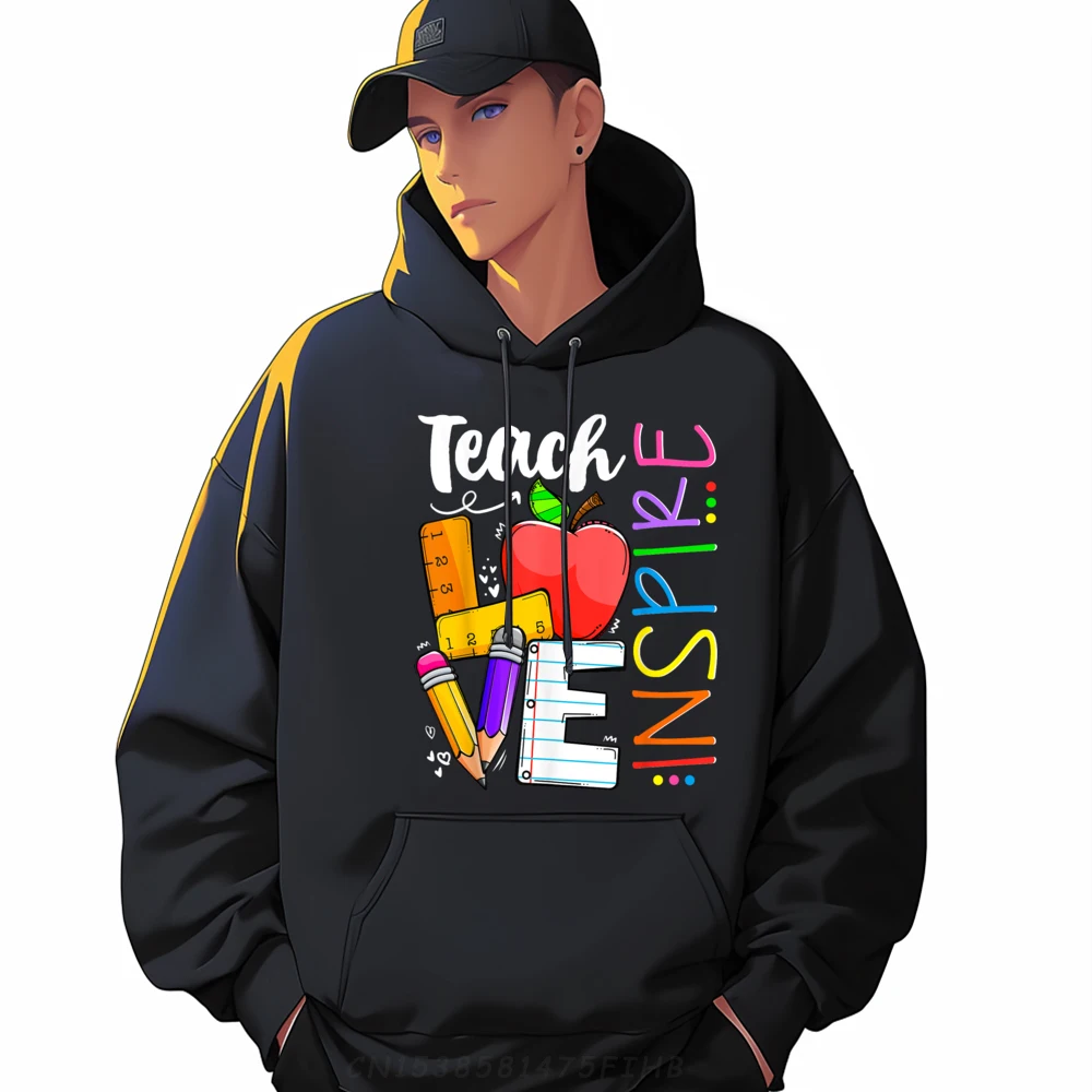 

Hip Hop Cute Teach Love And Inspire Mens Hoodies Newest New Year Day Long Sleeve Crew Neck Sweatshirt Casual Hoodies