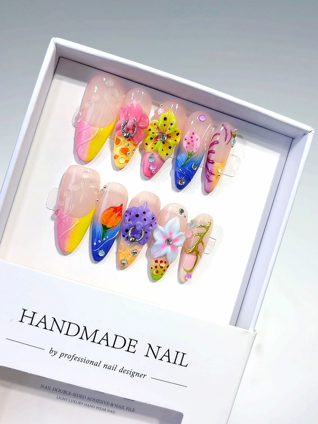 

Summer Flower French Gradient Spot Three-Dimensional Flower Art Fashion Nail Art (M118)