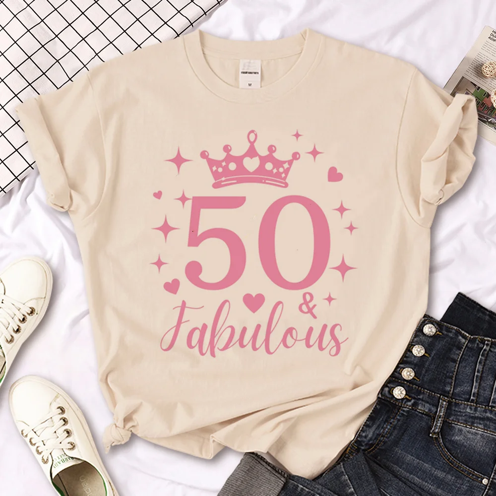 50 Ans 50th Years Birthday t-shirts women Y2K manga t shirt girl 2000s y2k funny clothing