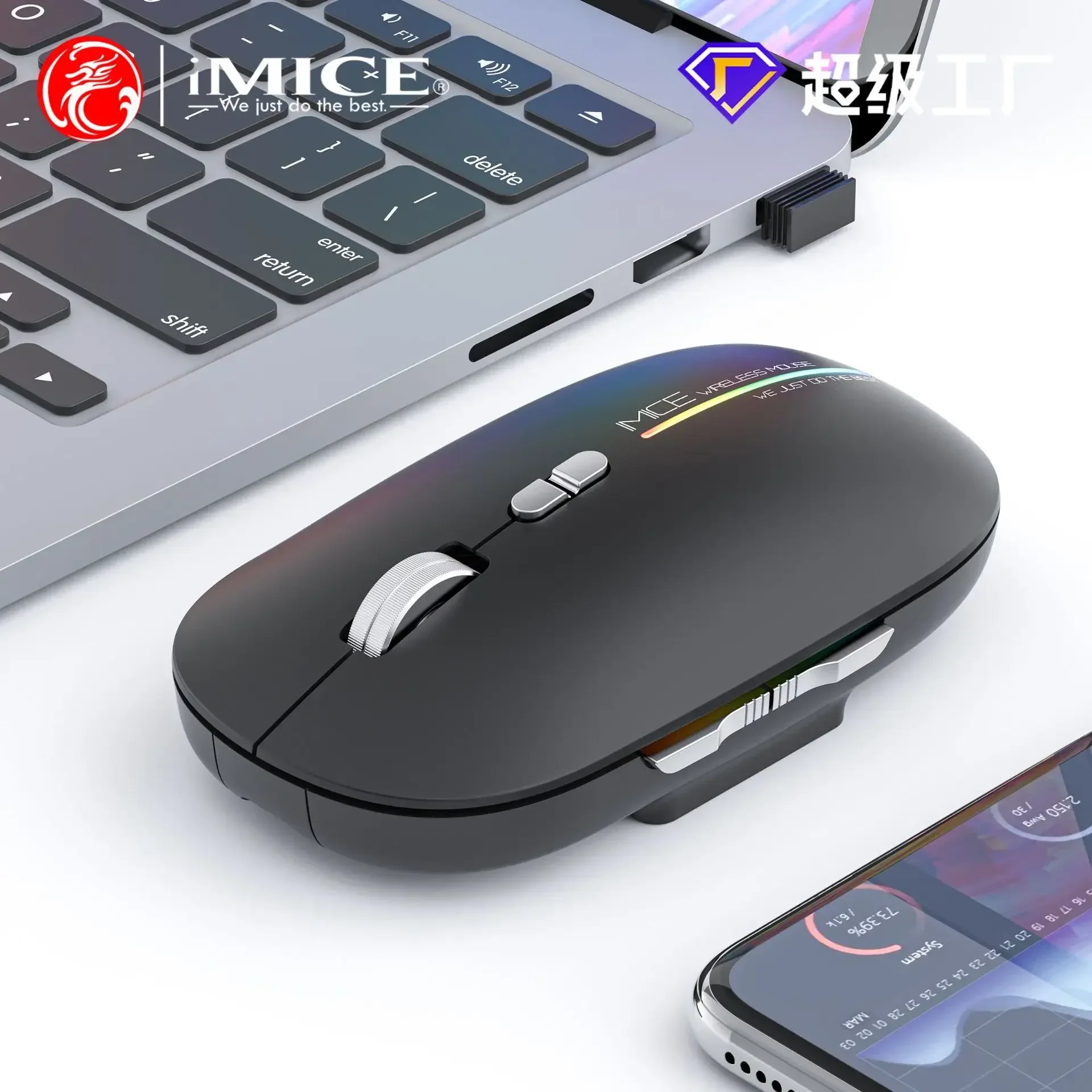 IMICE Dual Mode Bluetooth 2.4G Wireless Mouse One-Click Desktop Function Type-C Rechargeable Silent RGB  Mice for Laptop PC New