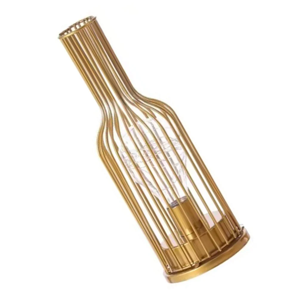 

Golden Wine Bottle Table Lamp Iron Led Light For Bedroom Home Decor Warm Night Light Decorative Indoor Lighting