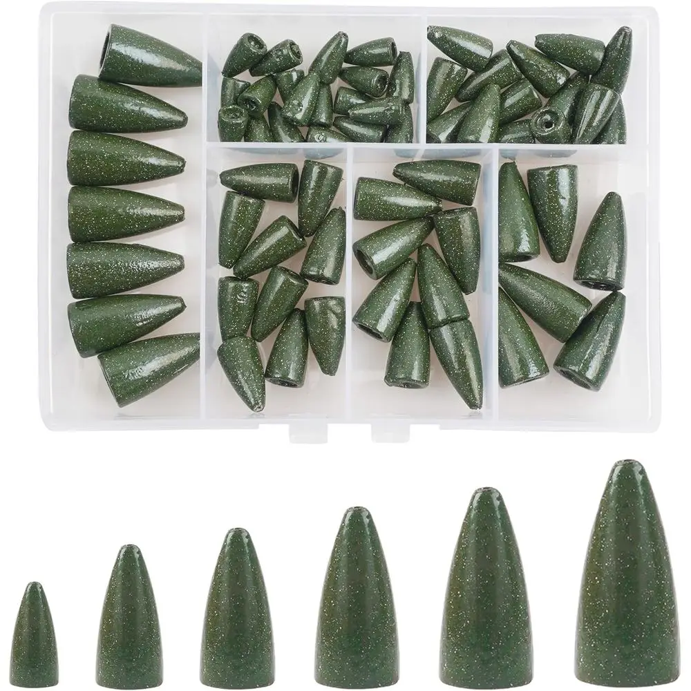 

Painted Worm Weights Kit: 45-65pcs for Bass Fishing, Suitable for Texas, Carolina Rigs & Flipping