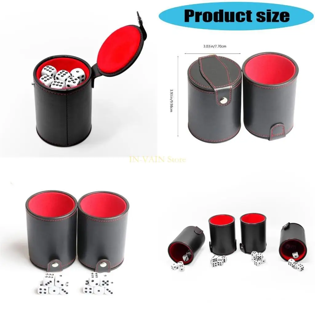

M5TC PU Leather Dices Cutes Dices Dices Shake Container фланелевые кубики кубиков Кубка Dices Box Board Game Props для Bar
