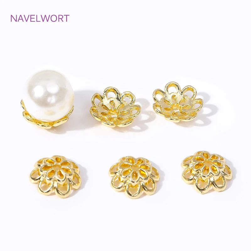 20/40/60Pcs 18K Gold Plated Alloy Flower Caps Bead Caps For Jewelry,Caps For Beads,DIY Jewelry Making Supplies,Caps For Bracelet