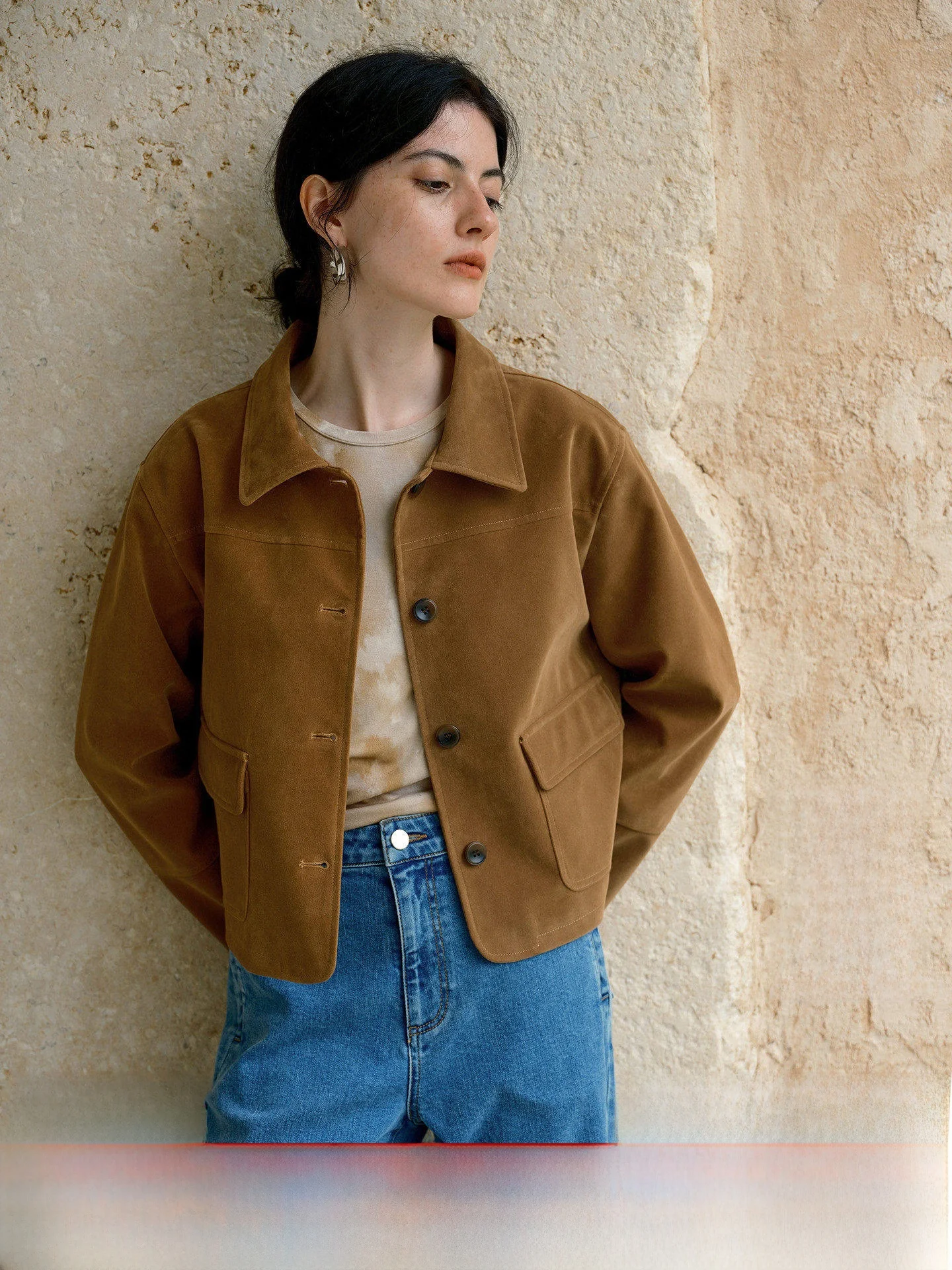 

Женская замшевая куртка HeyDr Brown: свободный крой, эффект стройности, повседневный стиль, цвет янтарного сияния, осенняя модная верхняя одежда для женщин