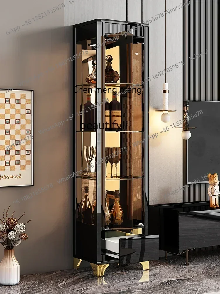 

X Q Living Room Light Luxury High-End Wine Cabinet Small Apartment Glass Door Display Wall Storage Cabinet
