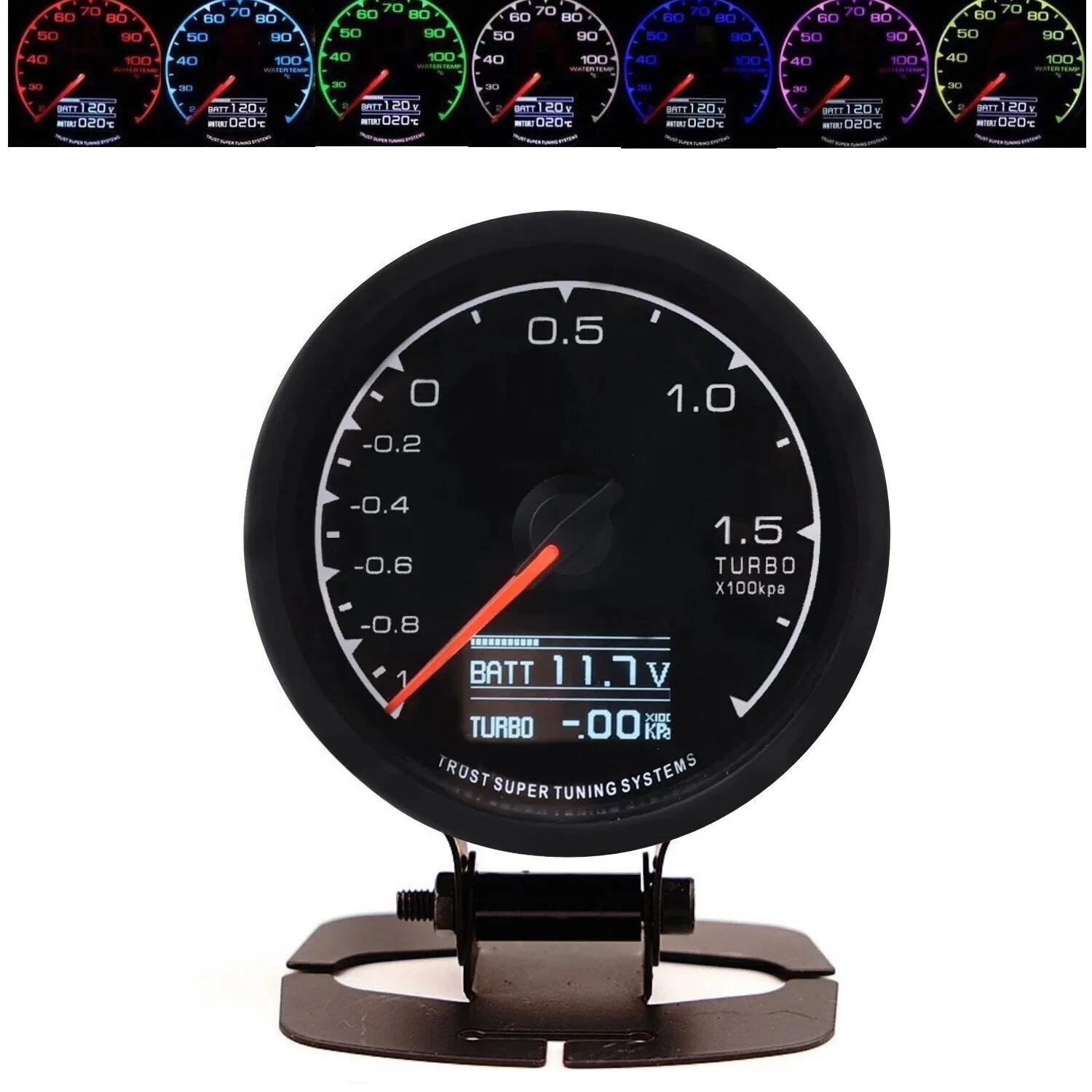 Racing style Turbo Boost Pressure Gauge 2.5'' 60mm Digital & Pointer 7 Colors LED Meter 3 Working Display Modes KPA Boost Meter