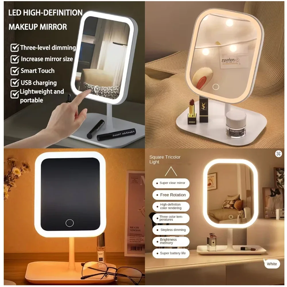 

LED Light European Makeup Mirror Desktop Folding Makeup Mirror With Light Fill-in Desktop Vanity Mirror Desktop Mirror