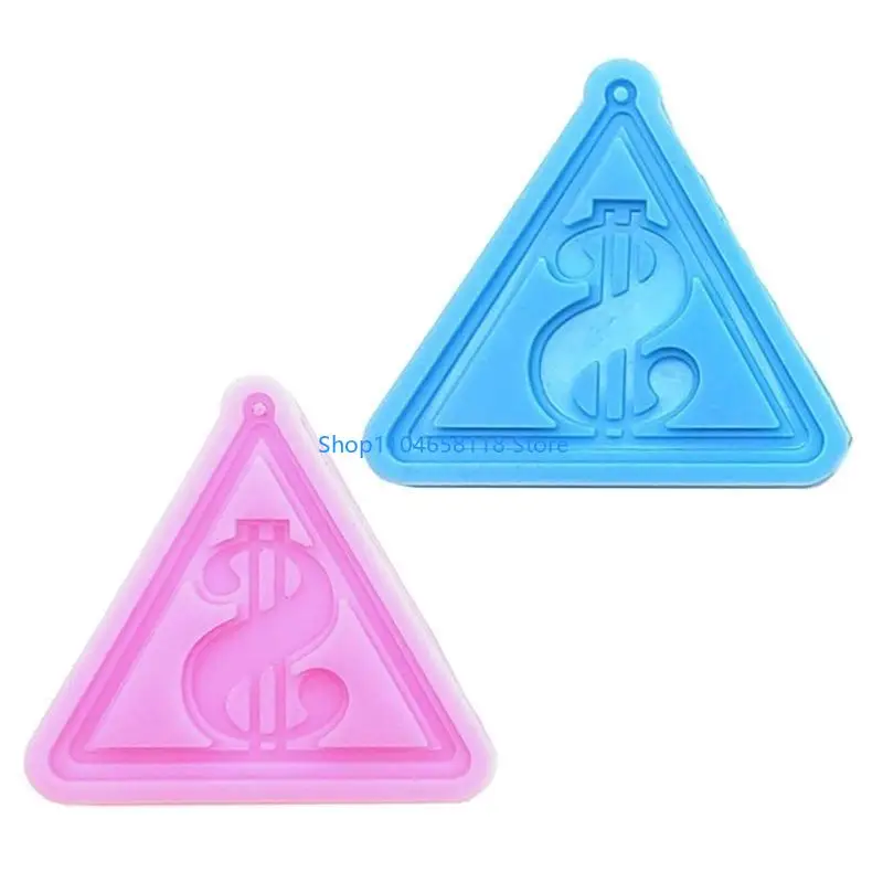 3D Dollar Sign Triangle Silicone Mold Epoxy Resin Mold DIY Keychain Pendant Tool
