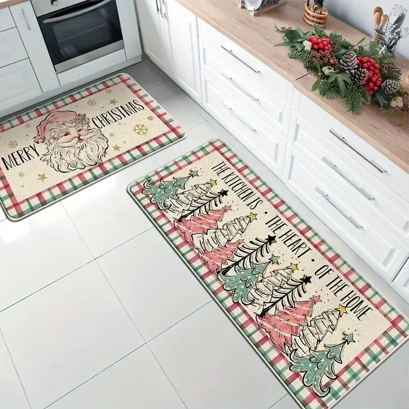 VIKAMA Modern fashion Santa Claus Snowman floor mat kitchen floor mat Christmas holiday decoration floor mat non-slip door mat