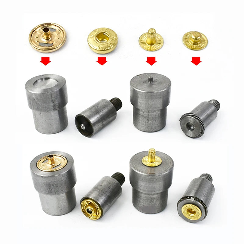 10/12.5/15mm Metal Snap Button Die Mold Set Thread Press Tool 655 633 831 Fastener Dies Leather Clothes Bags Repair DIY Tools