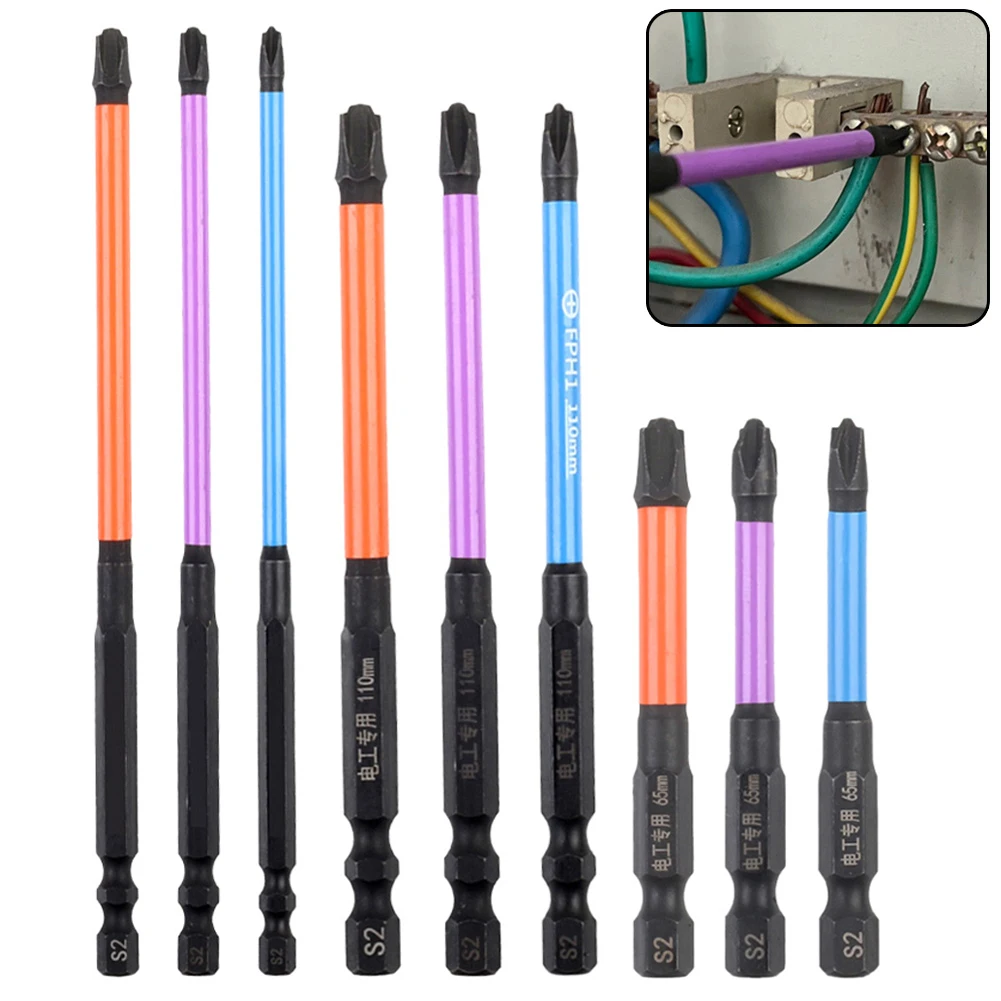 1pc 65/110/150mm Magnetic Special Cross Screwdriver Bit PH1 PH2 For Socket Switch Electrician Repair Hand Tools