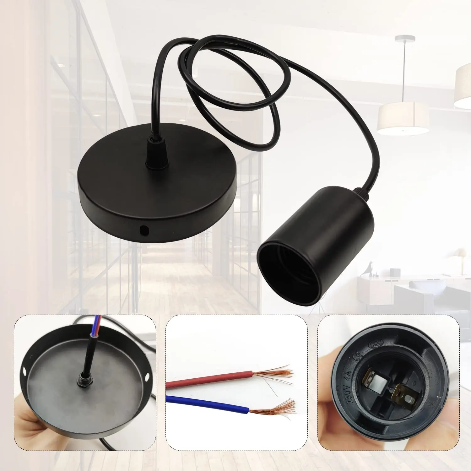 1m Led Base Pendant Lights E26 E27 Lamp Holder Socket 110V 220V Lamp E27 Base for DIY Retro Hanging Lamp Accessories