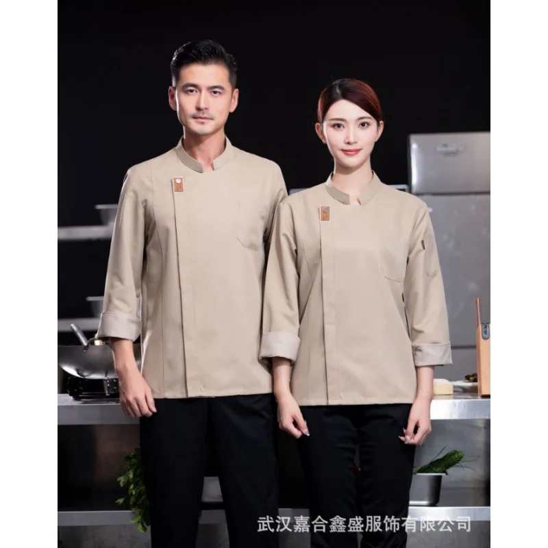 Chef Uniform Long Sleeve Autumn and Winter New Restaurant Dining Kitchen Kitchen Gourmet City Barbecue Restaurant Canteen Work C