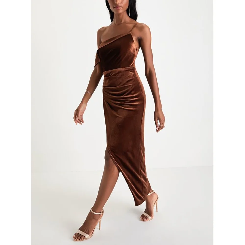 

Асимметричные вечерние платья со складками на велюровых ремнях по индивидуальному заказу, вечерние платья для банкетов и выпускного вечера, платья в наличии размеры