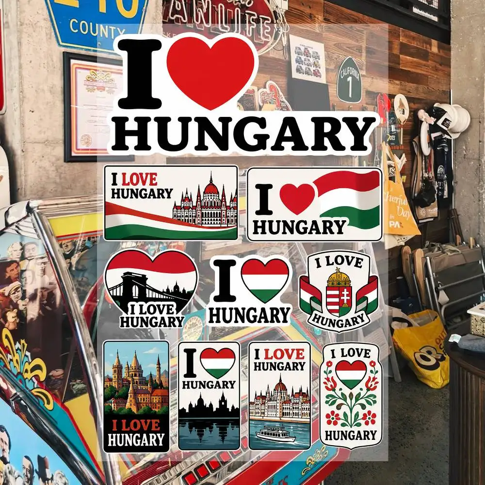 I Love Hungary Waterproof Vinyl Stickers for Car Motorcycle Bike Skateboard Laptop Bottle Phone