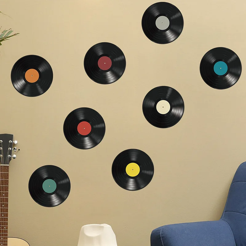 Home Decorations Classic Musical Record CD Vinyl Walls Art Mural Stickers for Living Room Kids Bedroom Self Adhesive Wallpaper view 4