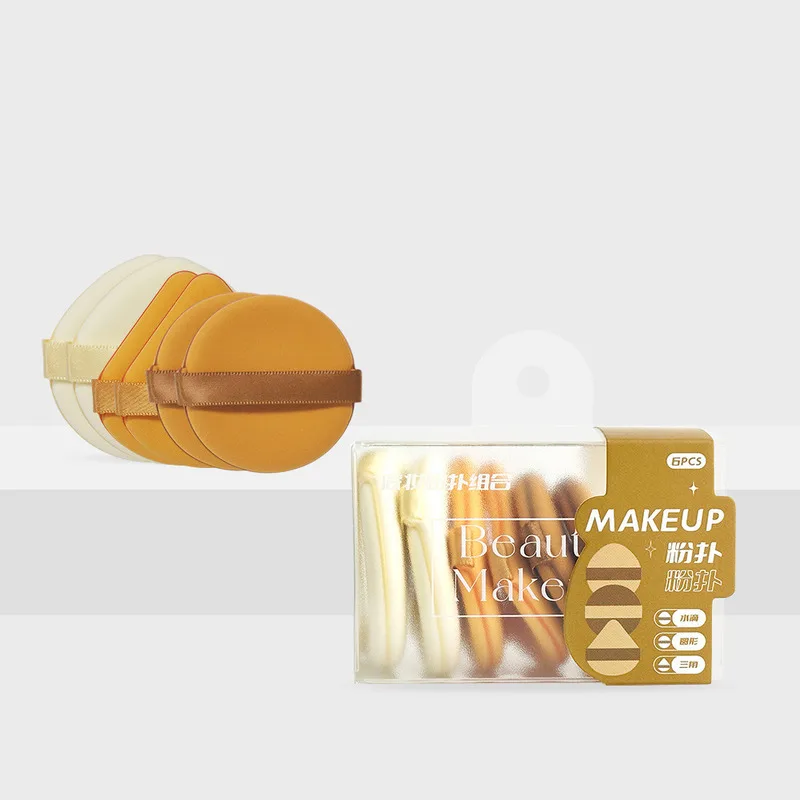 6 Packs Double Sided Air Cushion Puff High Elasticity Hydrophilic Dry Wet Dual-Use Beauty Egg Makeup Powder Puff