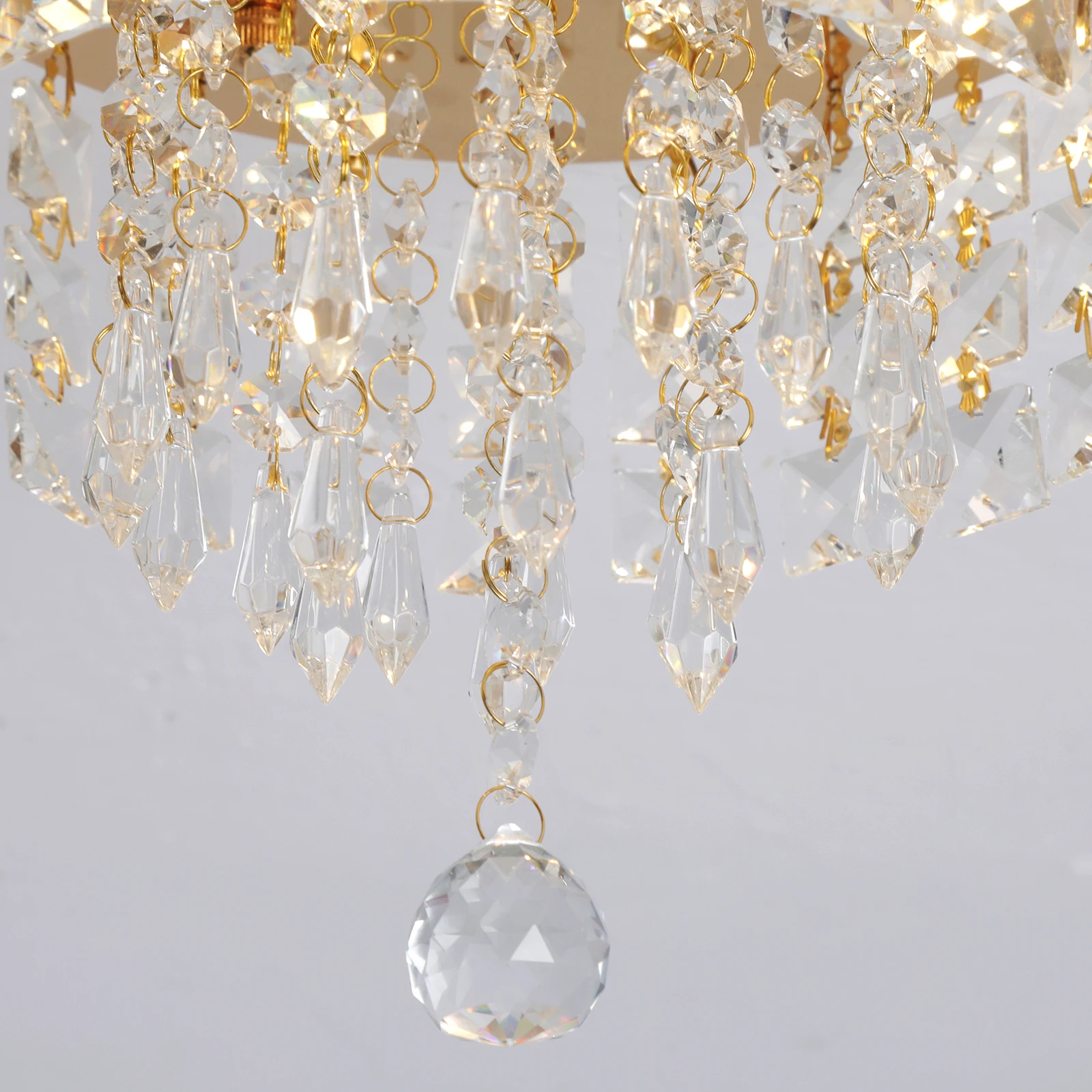 كريستال ضوء السقف ثريا ذهبية الحديثة الفاخرة Led مصباح السقف غرفة المعيشة غرفة نوم الطعام تركيبة إضاءة ديكورية المنزل #2