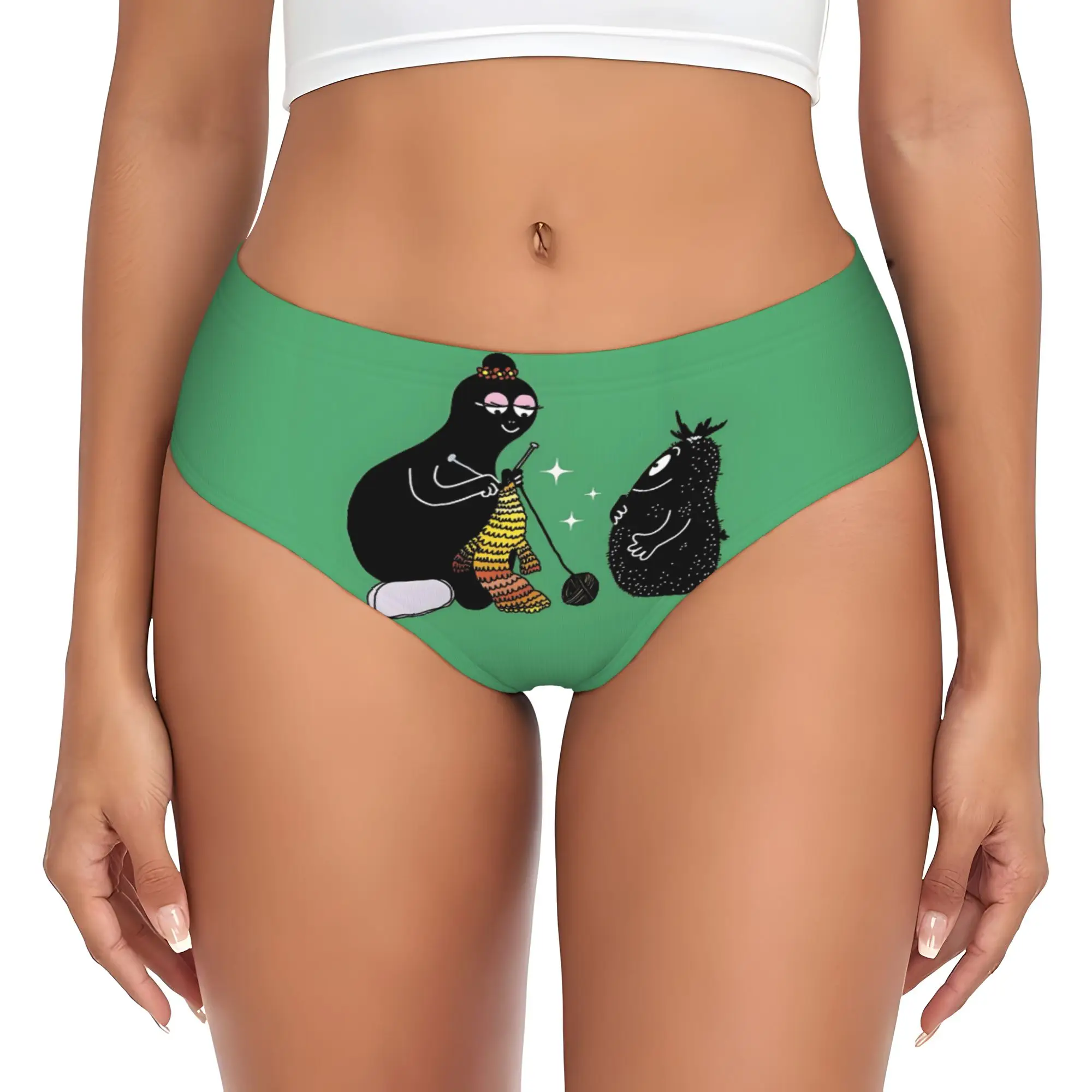 Custom Funny Cartoon Barbapapa Wallpaper Briefs Underwear Womens Breathable Stretch  Panties