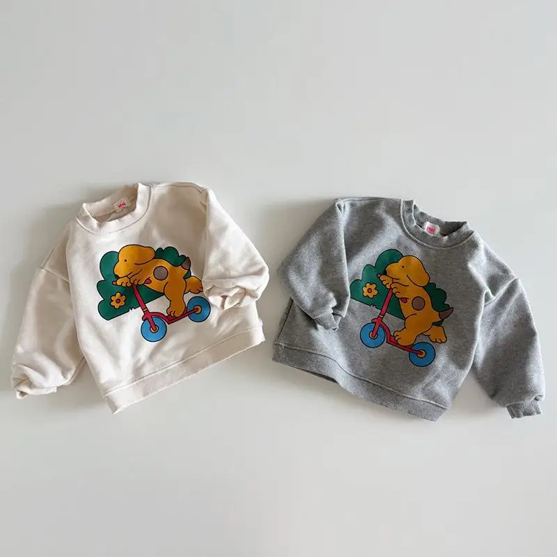 

2025 Autumn New Children Long Sleeve Sweatshirt Cotton Boys Cute Cartoon Print Pullover Baby Girls Casual Tops Kids Clothes