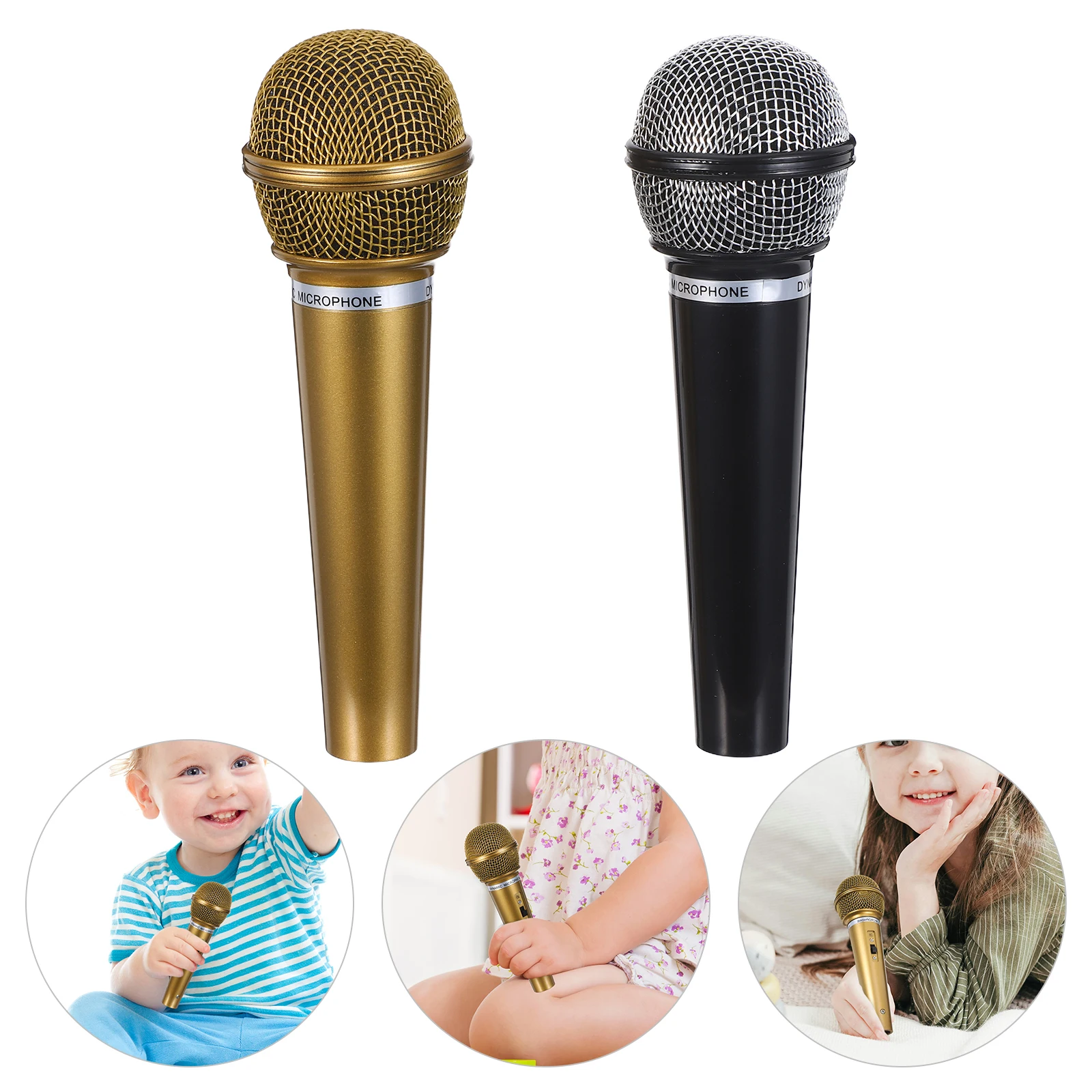 

2pcs Mini Simulated Microphone Black Realistic Plastic For Kids Pretend Play Lightweight Stage Prop Music Party Halloween