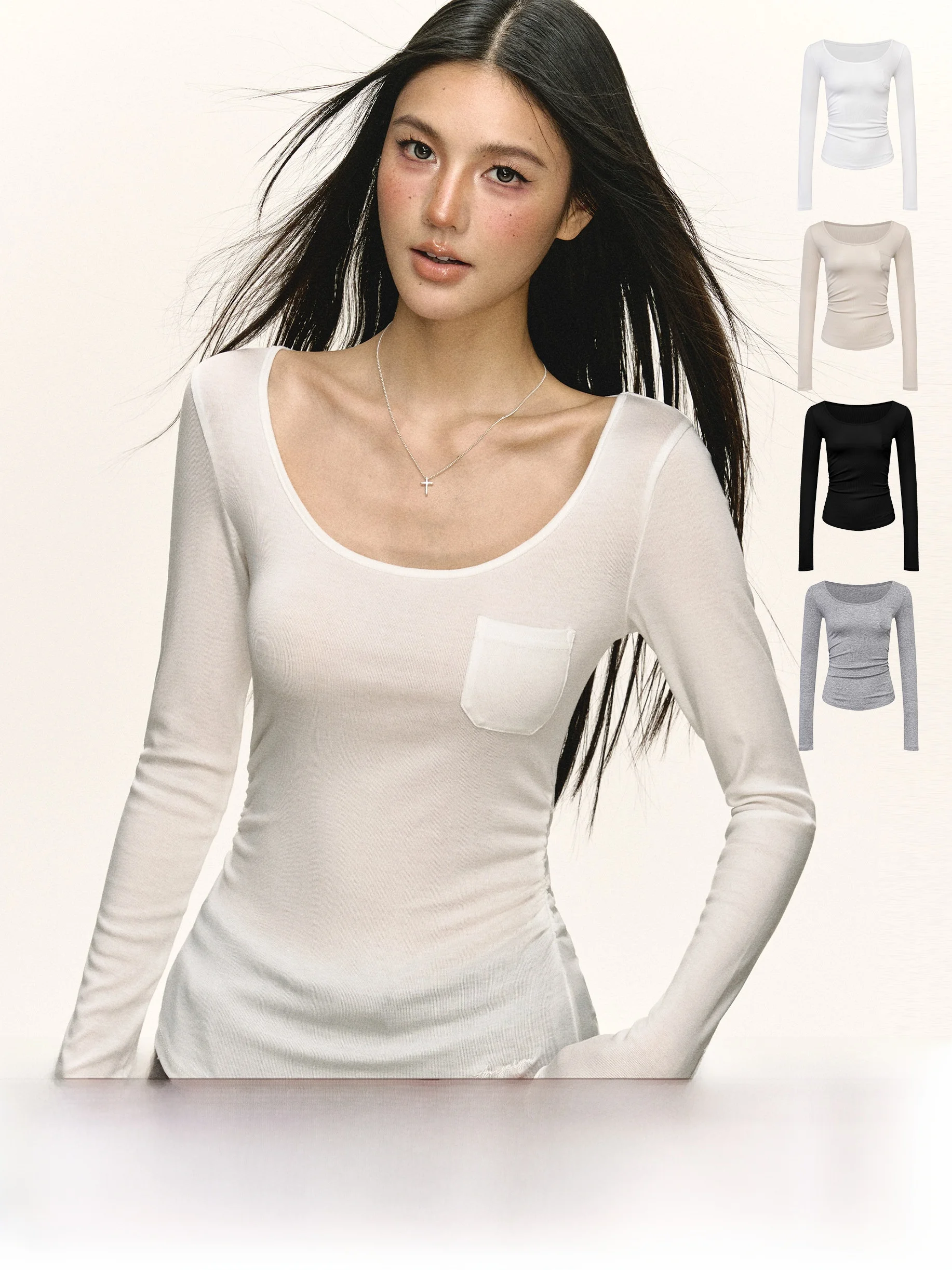 

Женская футболка Ariseism в американском ретро-стиле с длинным рукавом, приталенная, базовый слой, микроперфорированная, повседневная, стандартный крой