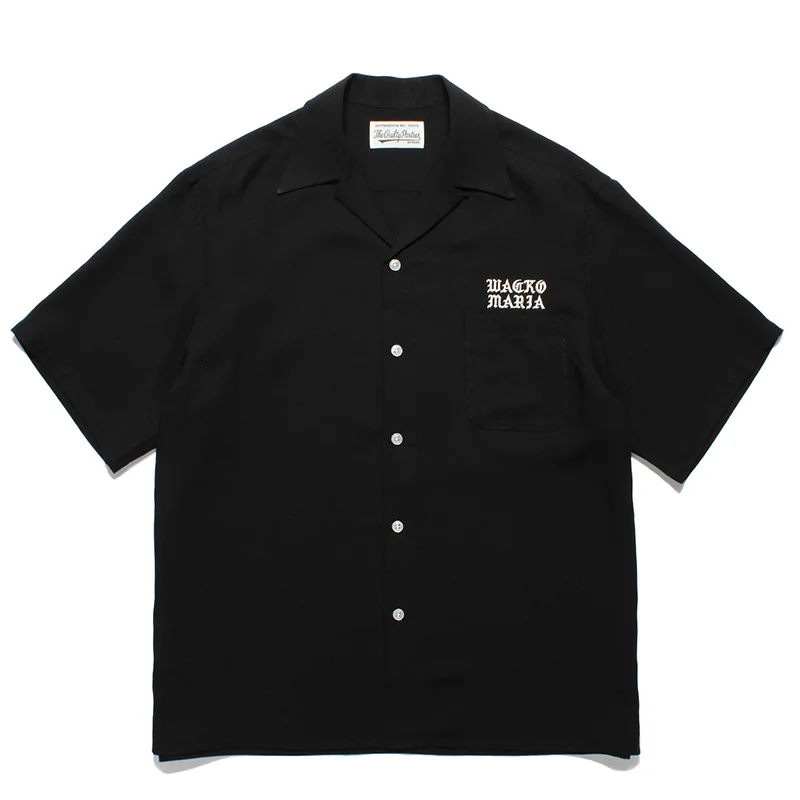 AI Trend WACKO MARIA Summer Simple Solid Color Embroidery Logo Letters Mens Womens Tops Hawaii Short Sleeve Shirt