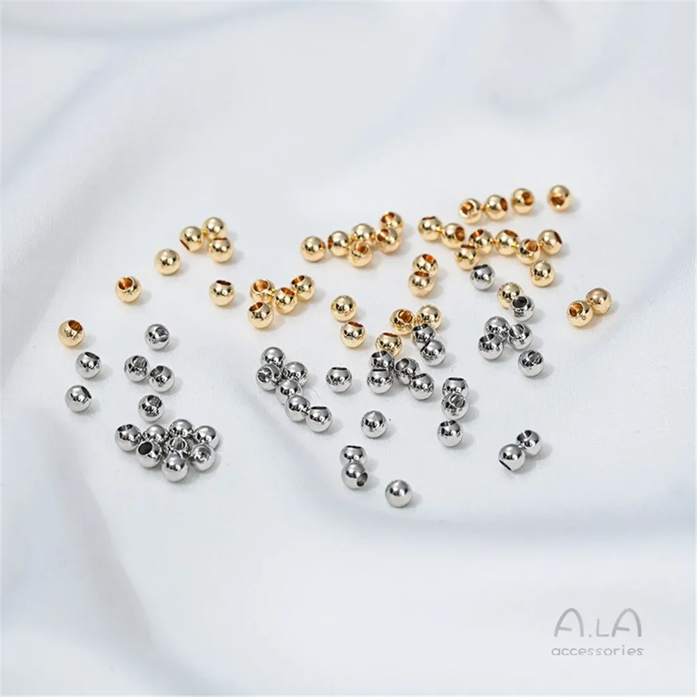 

14K Gold Half-hole Beads Round Beads Bracelet Ring Ring Ending Beads Loose Beads DIY Handmade Sticky Beads Jewelry Accessories