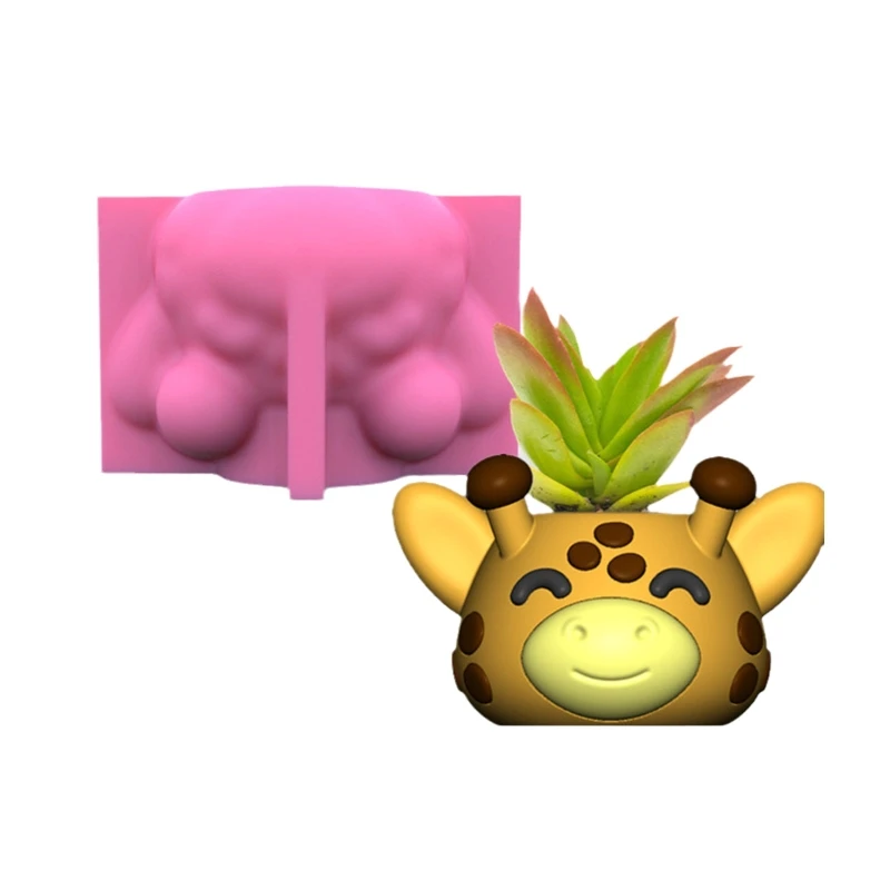 Y4QE Giraffe Gypsum Silicone Mold Diy Succulents Concrete Flower Pot Vase Plaster Cement Mold Clay Mold Holder Mold