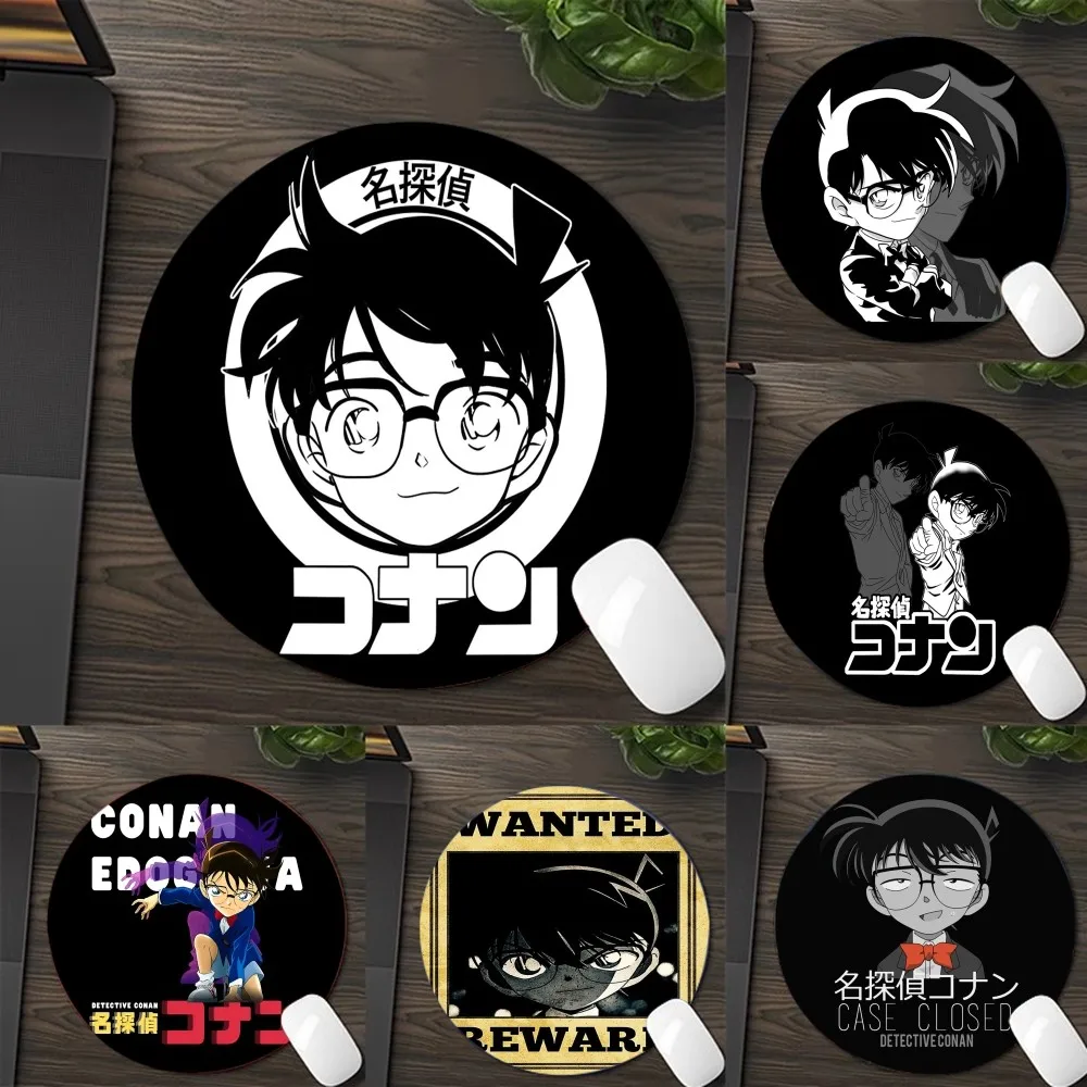 Detective Conan-Mouse Pad Kawaii Cartoon Gaming, Tapetes Kawaii Redondos, Deskpad para Meninas e PC, Tapete Anime, 22x22cm