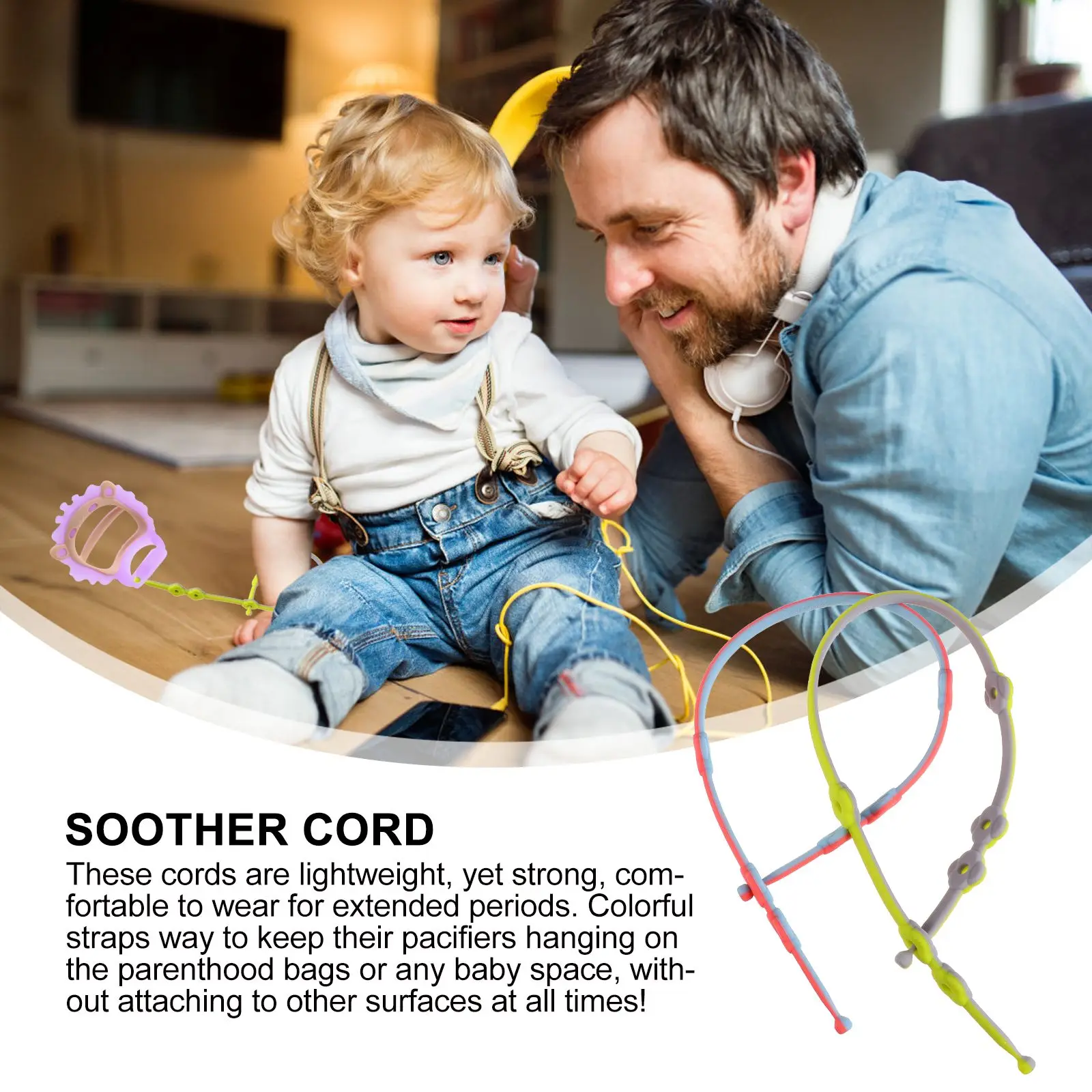 

2 Pcs Anti-drop Rope Bag Hanging Pacifier Leash Clips Straps Silicone Cord Dummy Baby Cute