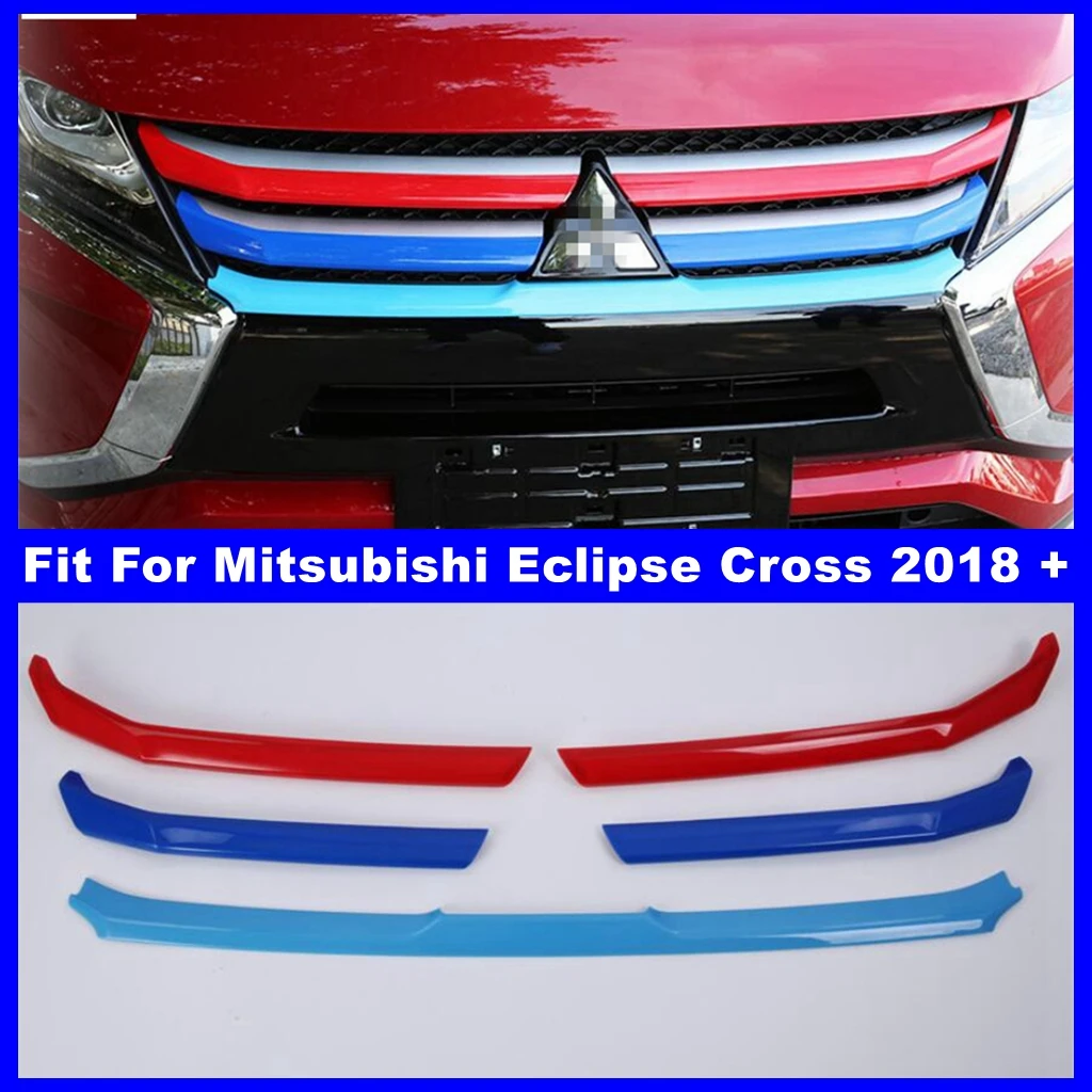 

Auto Front Central Grille Tricolor Stripes Insert Decor Panel Accessories Cover Trim For Mitsubishi Eclipse Cross 2018 - 2022