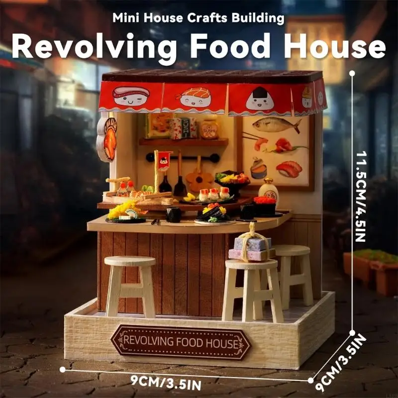 Künstlerische Miniatur -Szenengebäude Set Street Szene Holzhandwerkshaus -Kits für Feinmotorik Handwerk Geschenk L8RB