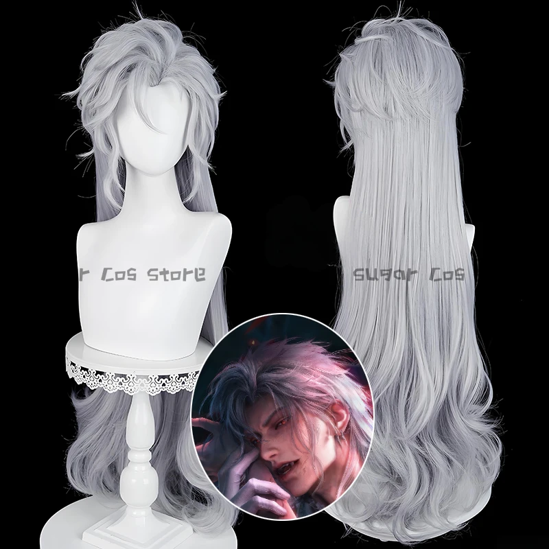 Spiel Liebe und Deepspace Sylus Cosplay Perücke Silverwing Fiend Lange Hitzebeständige Faser Haar Halloween-Party Requisiten Für Frauen Männer