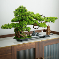 Chinese living room bonsai simulation welcome pine green plant landscaping ornament office indoor bonsai desktop decoration