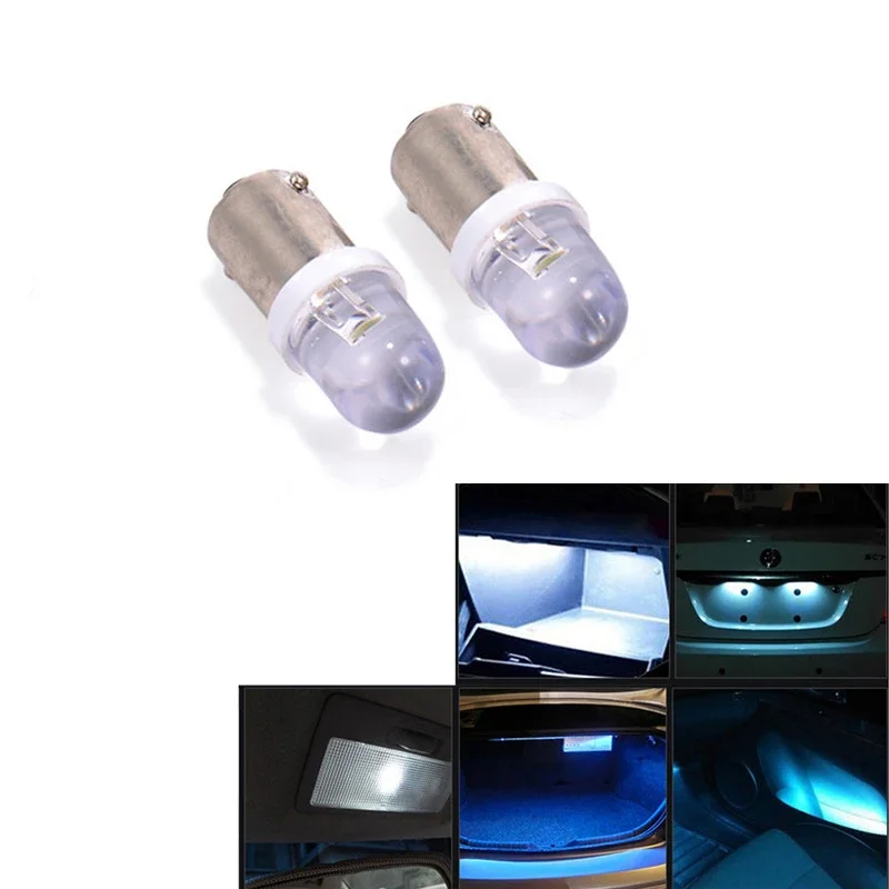 10pcs BA9S LED Bulbs 12V White License Plate Lights Car Instrument Panel Lights Round Head 1SMD LED Bulbs for Auto
