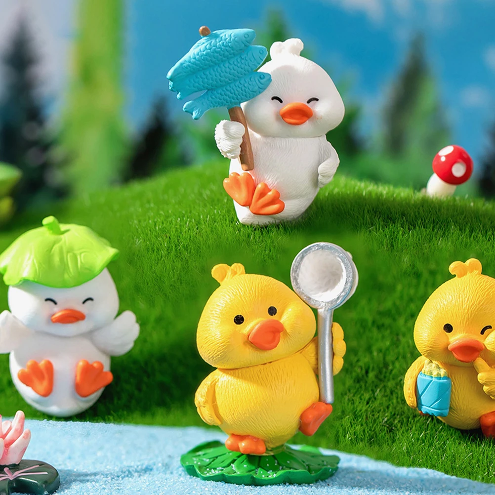 

8 Pcs Decoration Miniature Garden Small Resin Ducks Statue Figurines