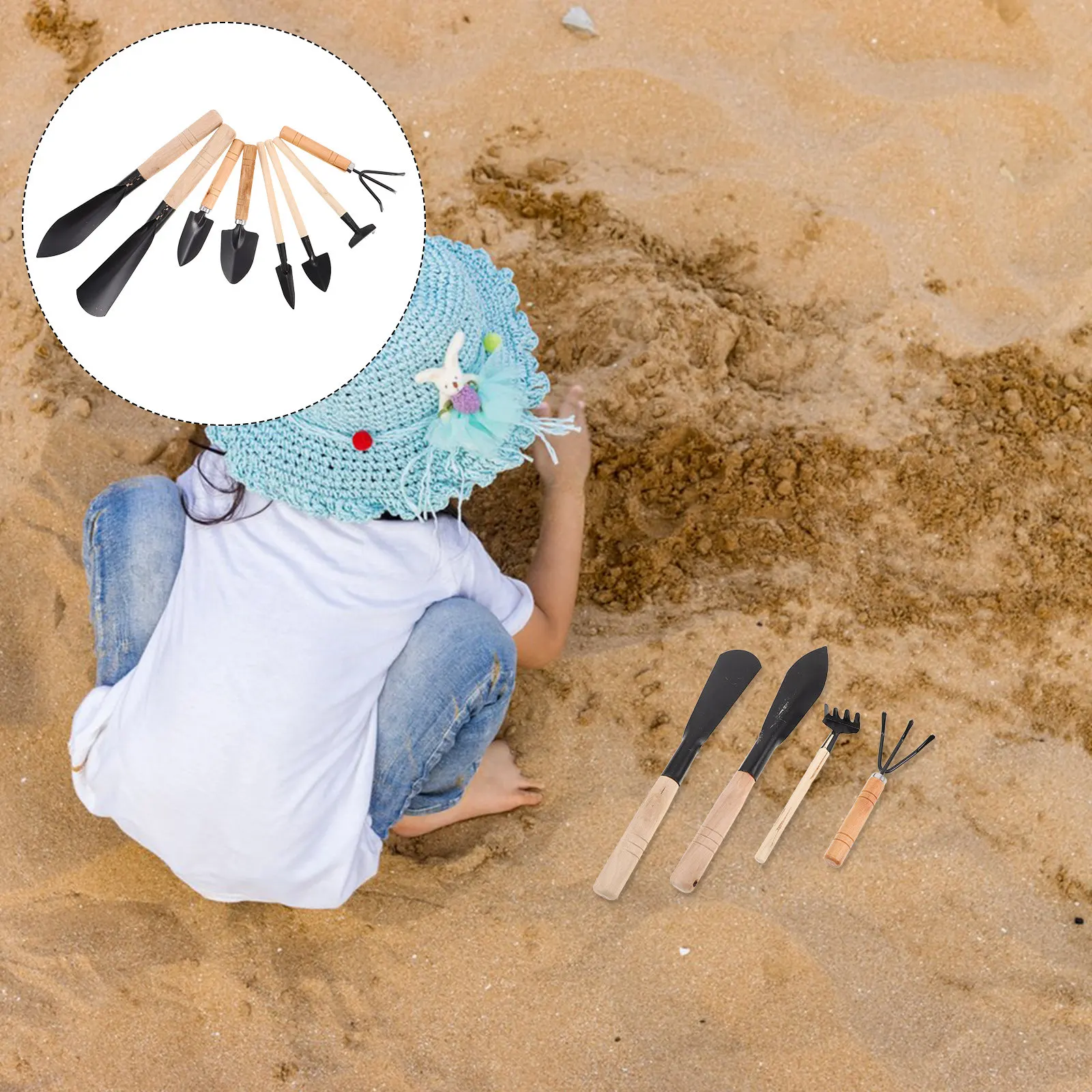 1Set Iron Shovel Garden Tool Kit Small Trowel Wooden Handle Comfortable Grip Indoor Gardening Potted Flower Bonsai Succulent