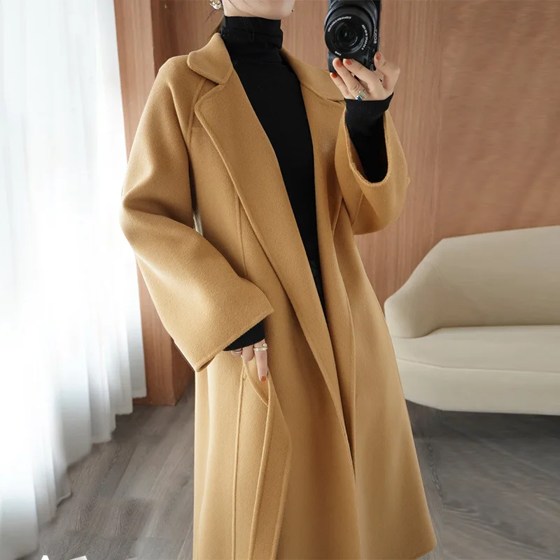 Vintage Cardigan Coats for Women, Casual Loose Jackets, Turn-Down Collar, Mid-Length Streetwear, Female Outerwear, Autumn Winter