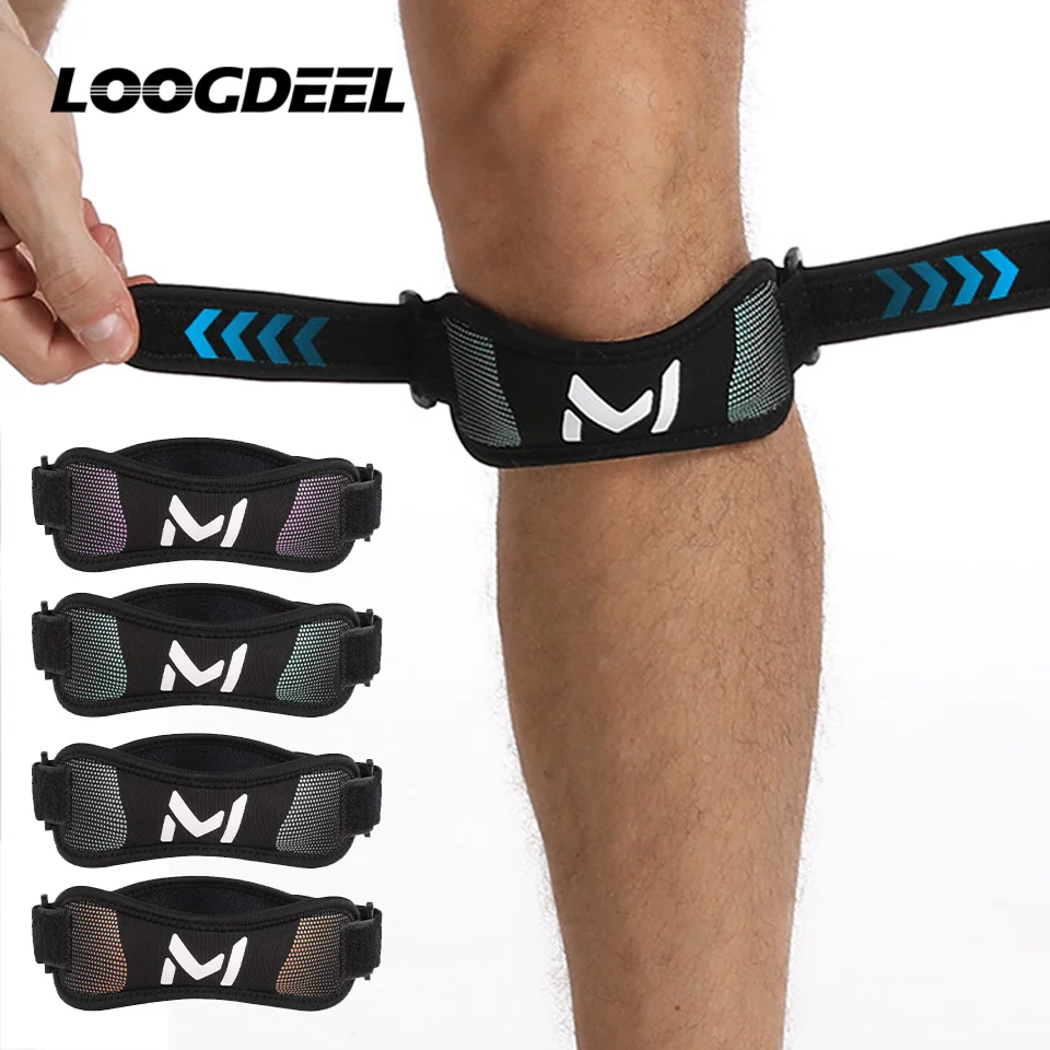 LOOGDEEL 1PCS Patella Kneecap Band Adjustable Silica Gel Knee Tendon Strap Protector Knee Pad Running Sport Cycling Knee Support