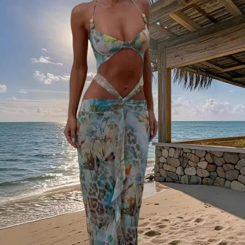 

Hot Selling Summer New Strapless Tie Dye Print Slit Sexy Dress Trendy Fashion Comfortable Fit Must Have For The Season Stylish