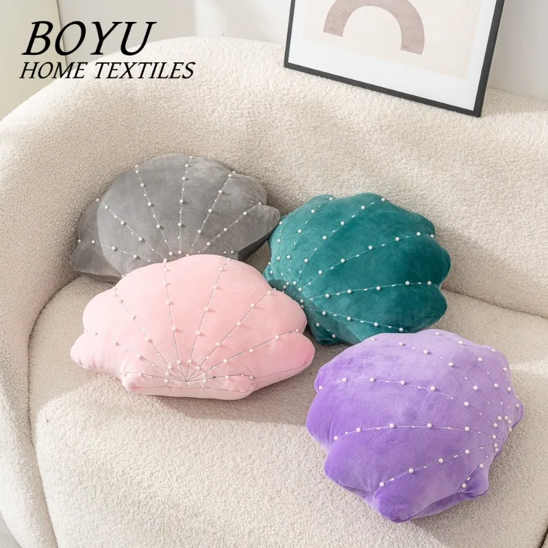 

Pearl Shell Pillow with PP Cotton, Ins Creative Simulation Decorative Cushion for Sofa Living Room Comfortable Cushion