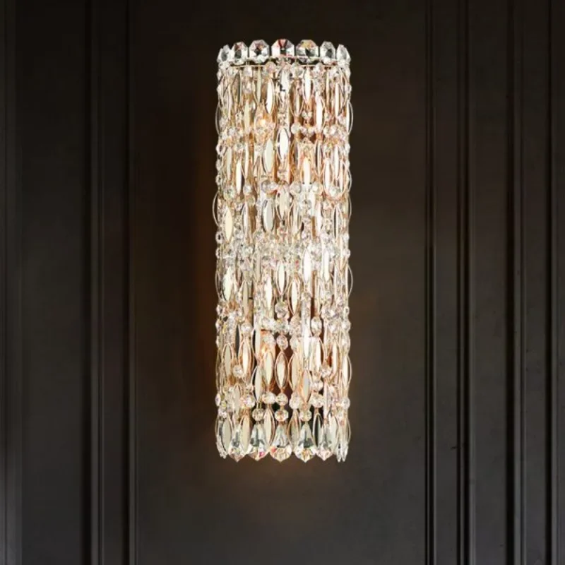 Light luxury crystal Italian bedside wall lamp, high-end simple villa homestay corridor aisle dresser mirror front wall lamp