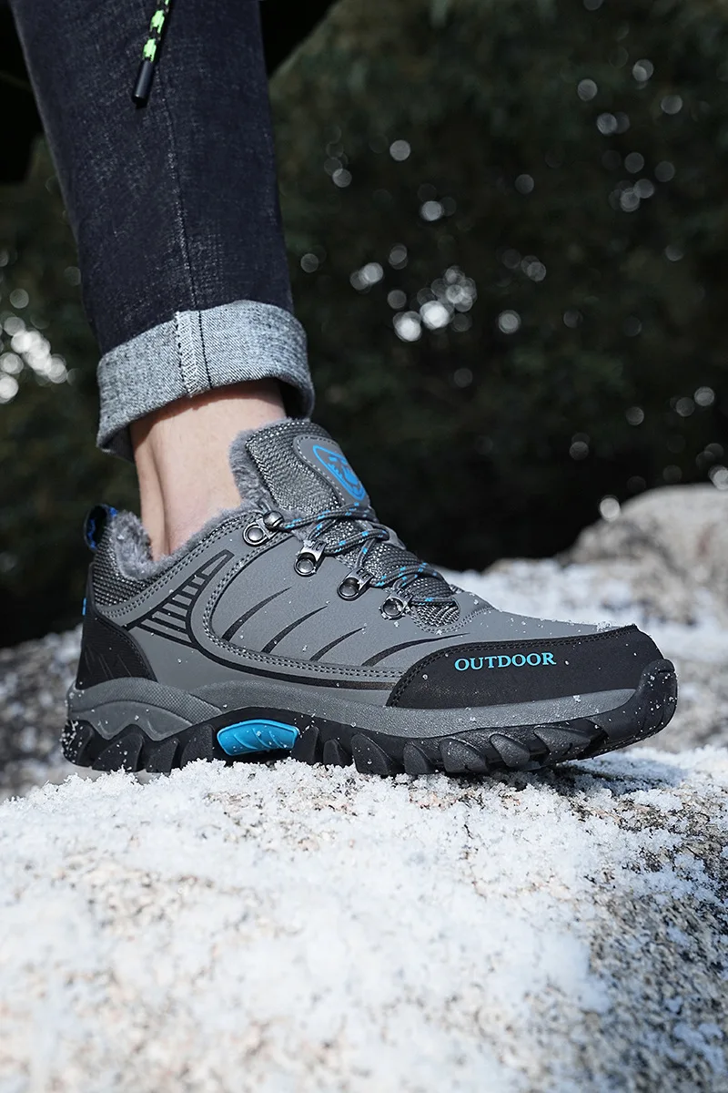 Outdoor Men's Hiking Shoes Winter Plush Thickening Couple Sports Shoe Size 39-46